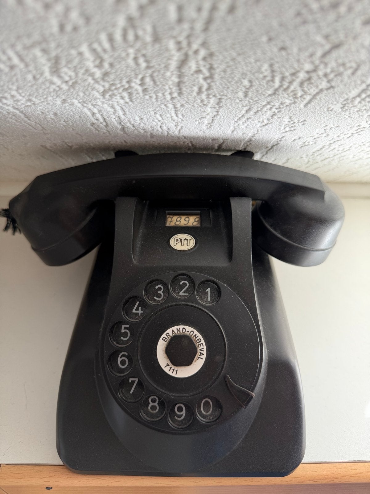Vintage PTT draaischijf telefoon - Zwart, Ophalen, Gebruikt