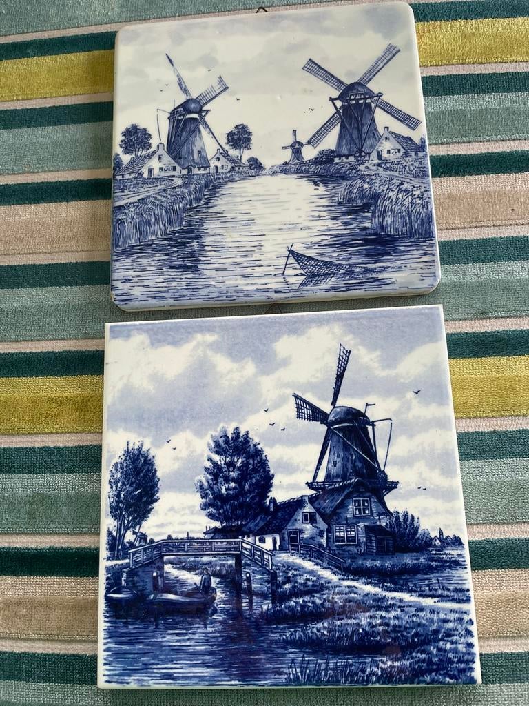 2 oude tegels: Molens. Zie beschrijving, Ophalen of Verzenden