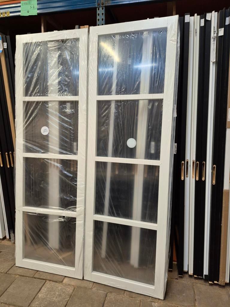 Dubbele binnendeur of schuifdeuren 2x 75x232,5cm blank glas, Binnendeur, Nieuw, Schuifdeur, Ophalen