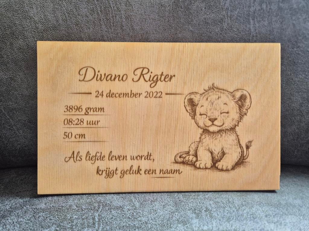 Uniek houten geboortebordje – een blijvende herinnering, Verzenden, Nieuw, Wanddecoratie
