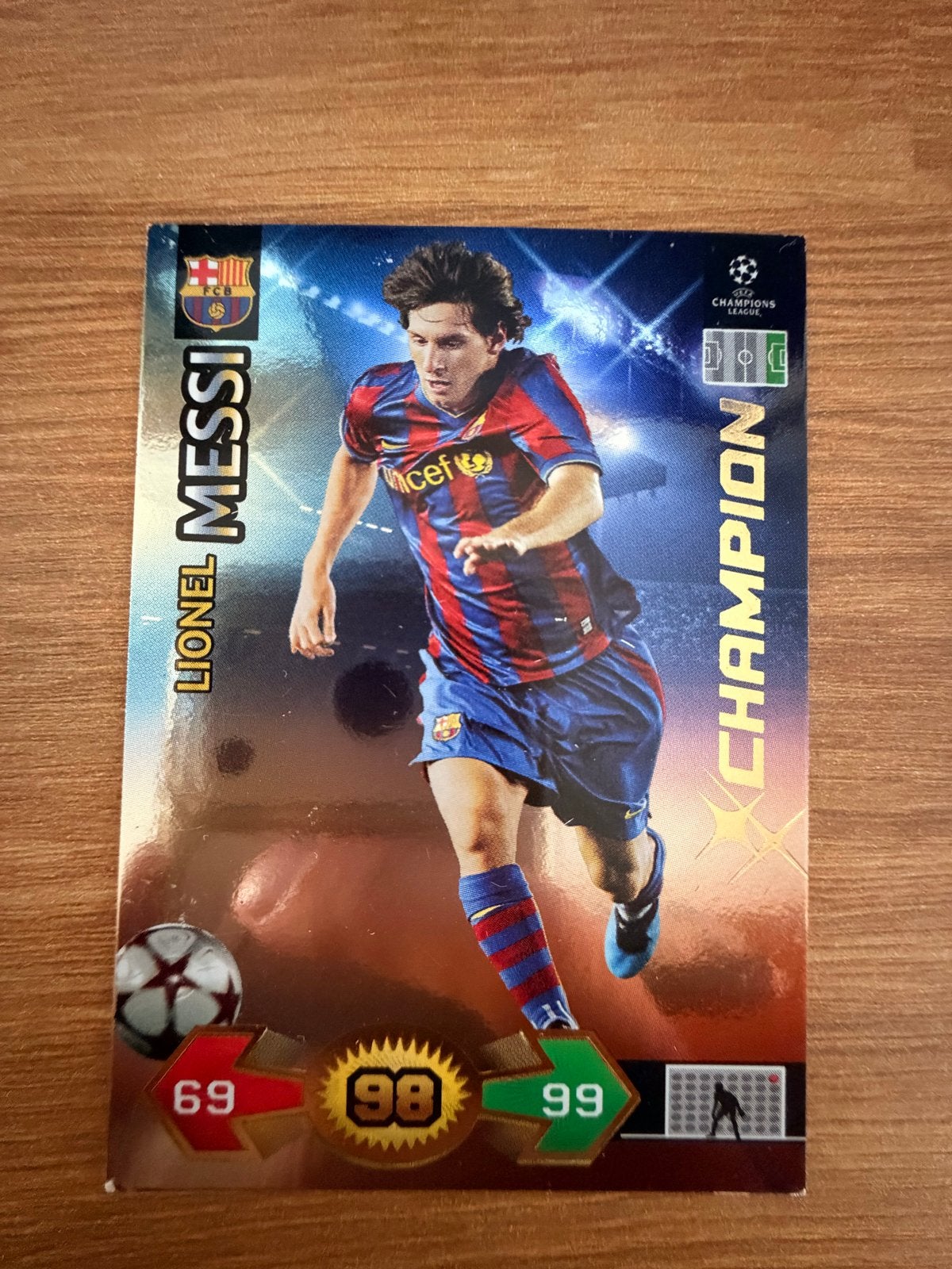 Lionel Messi Panini Super Strikes 2009/10 Champion - Barcelo, Ophalen of Verzenden, Gebruikt, Losse kaart