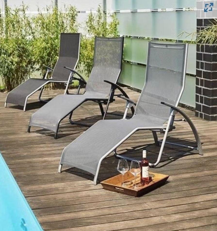 Tuin/ relaxstoel -Kettler Tampa antraciet, Ophalen, Zo goed als nieuw, Metaal, Verstelbaar