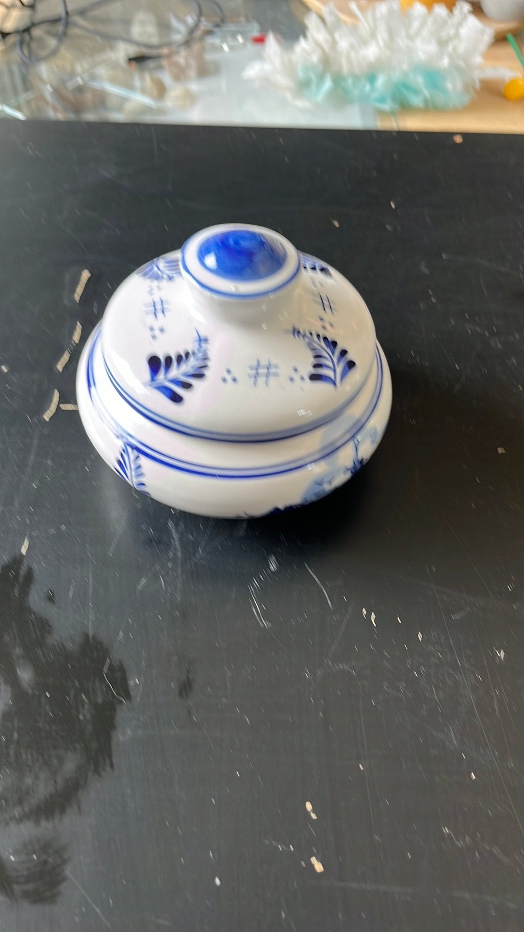 Delfts Blauw Potje met Deksel - Handgeschilderd, Ophalen
