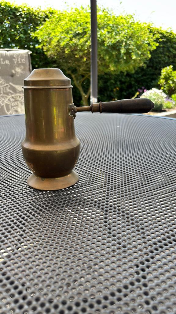 Antiek geelkoperen chocoladekan, Ophalen of Verzenden