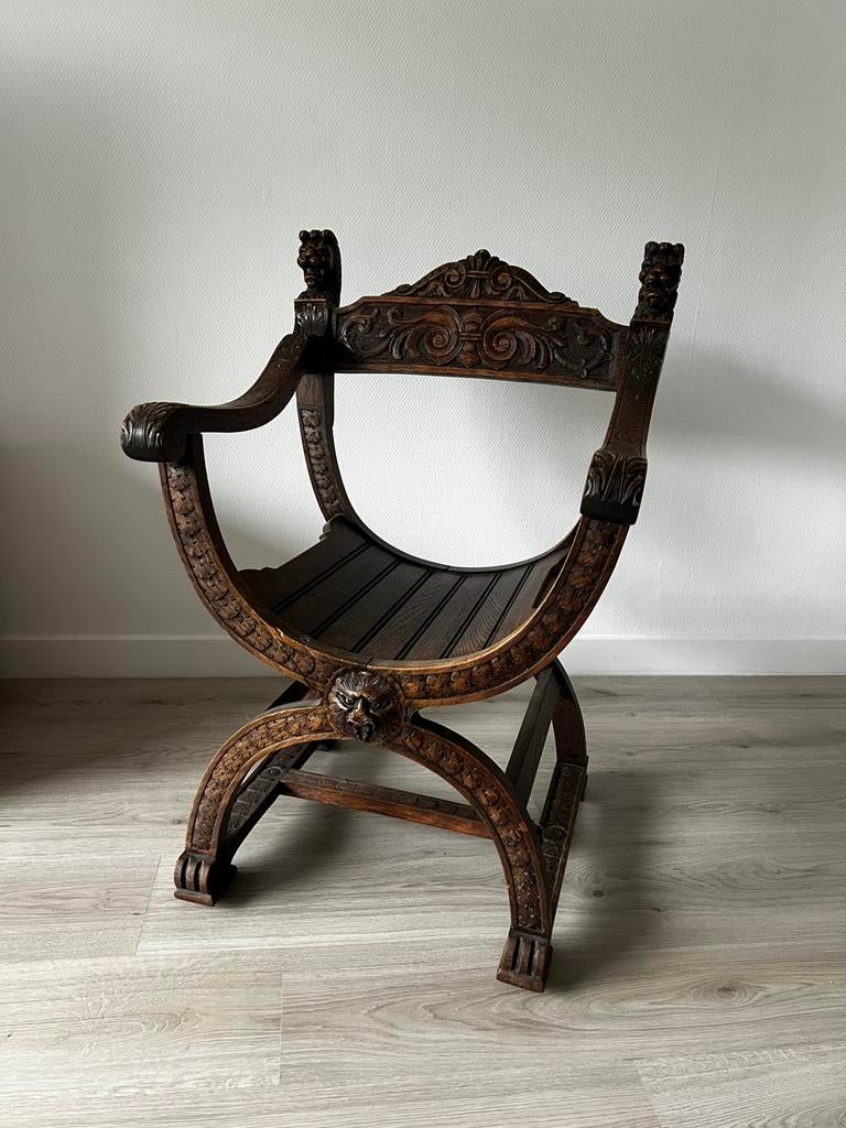 Vintage renaissance stoel | Savonarola stijl, Ophalen