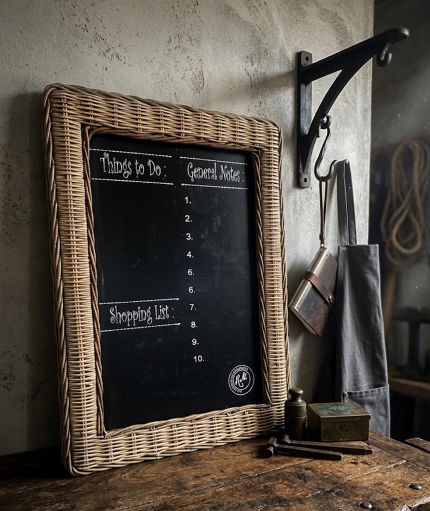 Rivièra Maison Mooi krijtbord met rotan lijst, Ophalen of Verzenden, Zo goed als nieuw