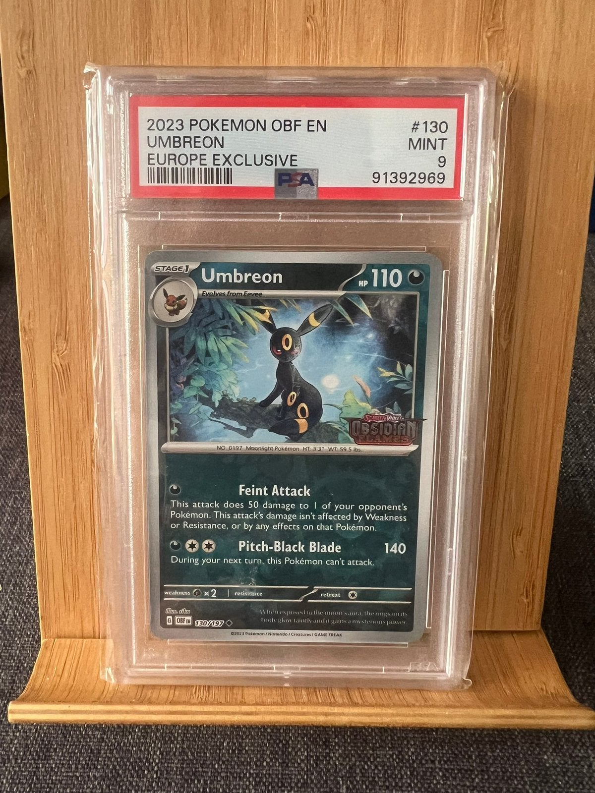 Pokémon Umbreon Europa Exclusief PSA 9 met Stamp, Ophalen of Verzenden, Zo goed als nieuw