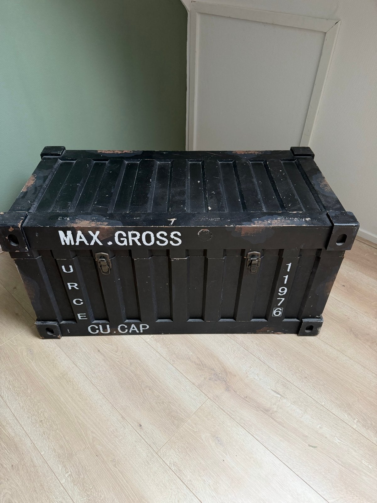 Stoere opbergkist in industriële stijl (88x44x44 cm), Ophalen, Overige materialen, Gebruikt, Minder dan 50 cm