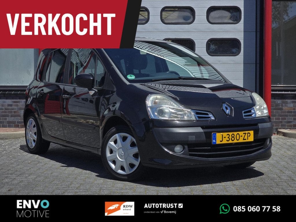 Renault Modus 1.2 TCE Dynamique Airco/Cruise/Nieuwe APK, Voorwielaandrijving, Lichtsensor, Gebruikt, Zwart