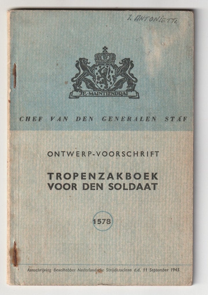 Ontwerp-voorschrift Tropenzakboek voor den soldaat, Ophalen of Verzenden, X, Nederland, Boek of Tijdschrift