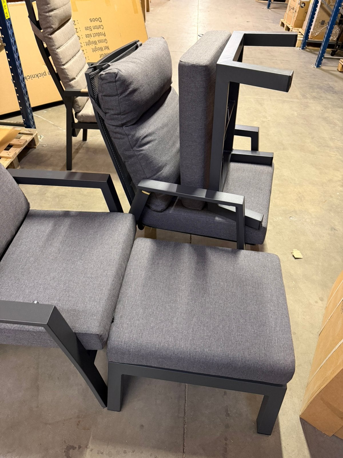 Ohio duo set verstelbare rug met voetenbank, Tuin en Terras, Tuinsets en Loungesets, Ophalen of Verzenden, Aluminium, 2 zitplaatsen