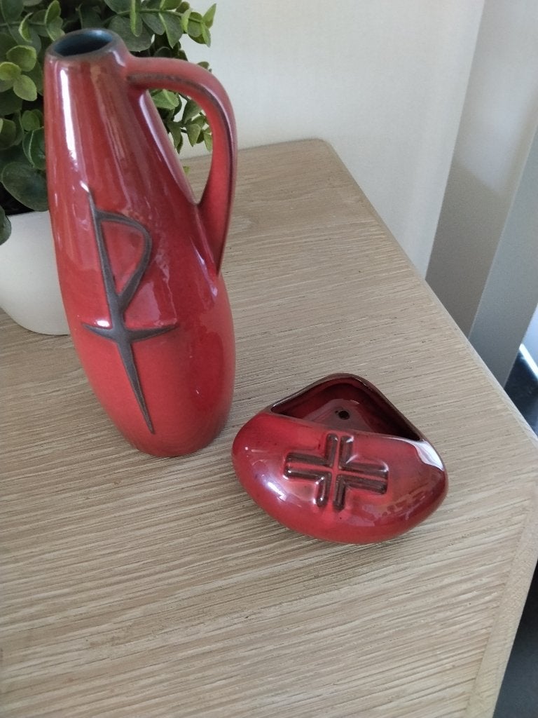 vintage set van wijwater kan en wijwater potje West Germany, Verzamelen, Religie, Ophalen of Verzenden, Zo goed als nieuw