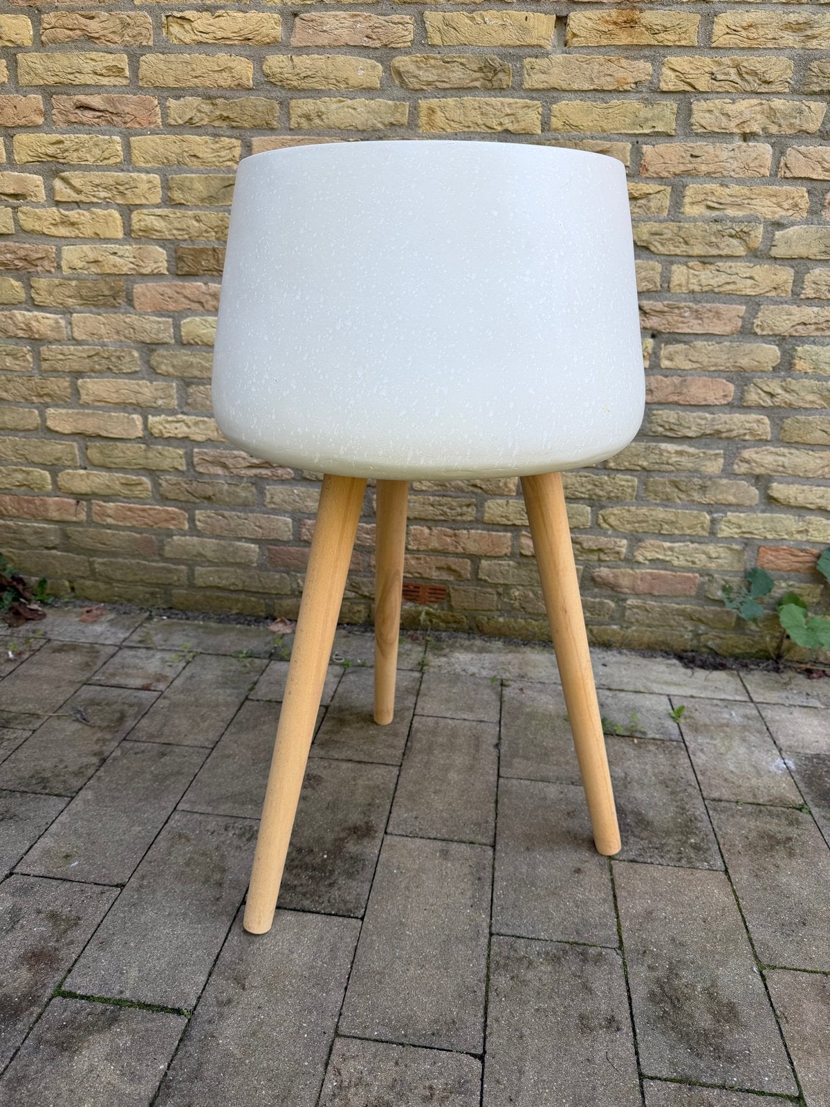 Witte plantenbak op houten poten - 80 cm hoog, Ophalen, Kunststof, Gebruikt, Minder dan 60 cm