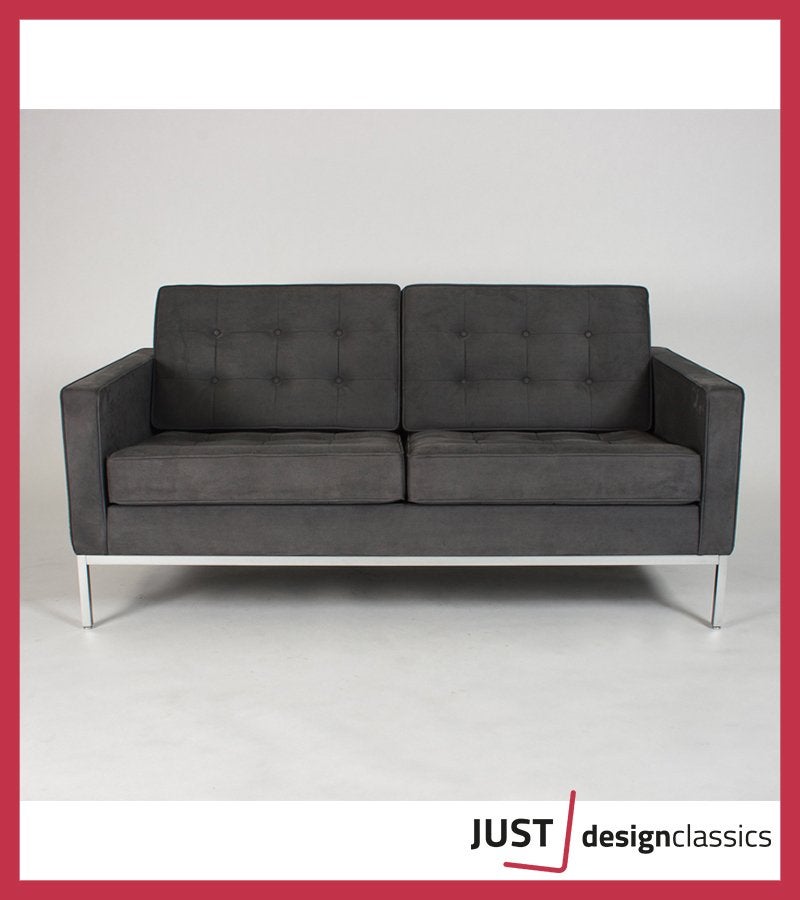 AANBIEDING!!! Florence Knoll 2-Zits Sofa Grijs Alcantara, Niet ingevuld, Zo goed als nieuw, Niet ingevuld, Niet ingevuld