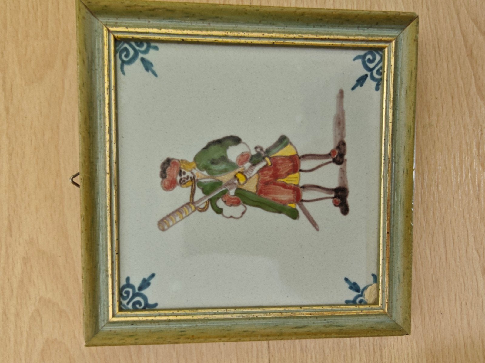 Delfts Blauw Tegeltableau met Hollandse Figuur in Lijst, Ophalen of Verzenden