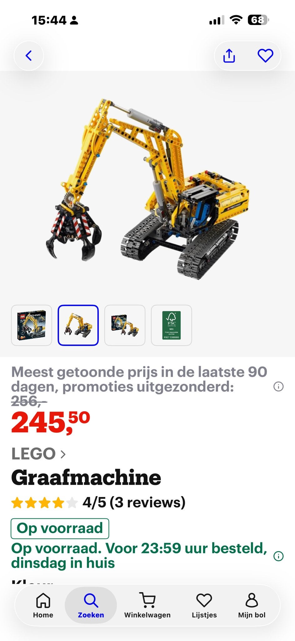 LEGO Technic 42006 Graafmachine +instructie, Ophalen of Verzenden, Gebruikt