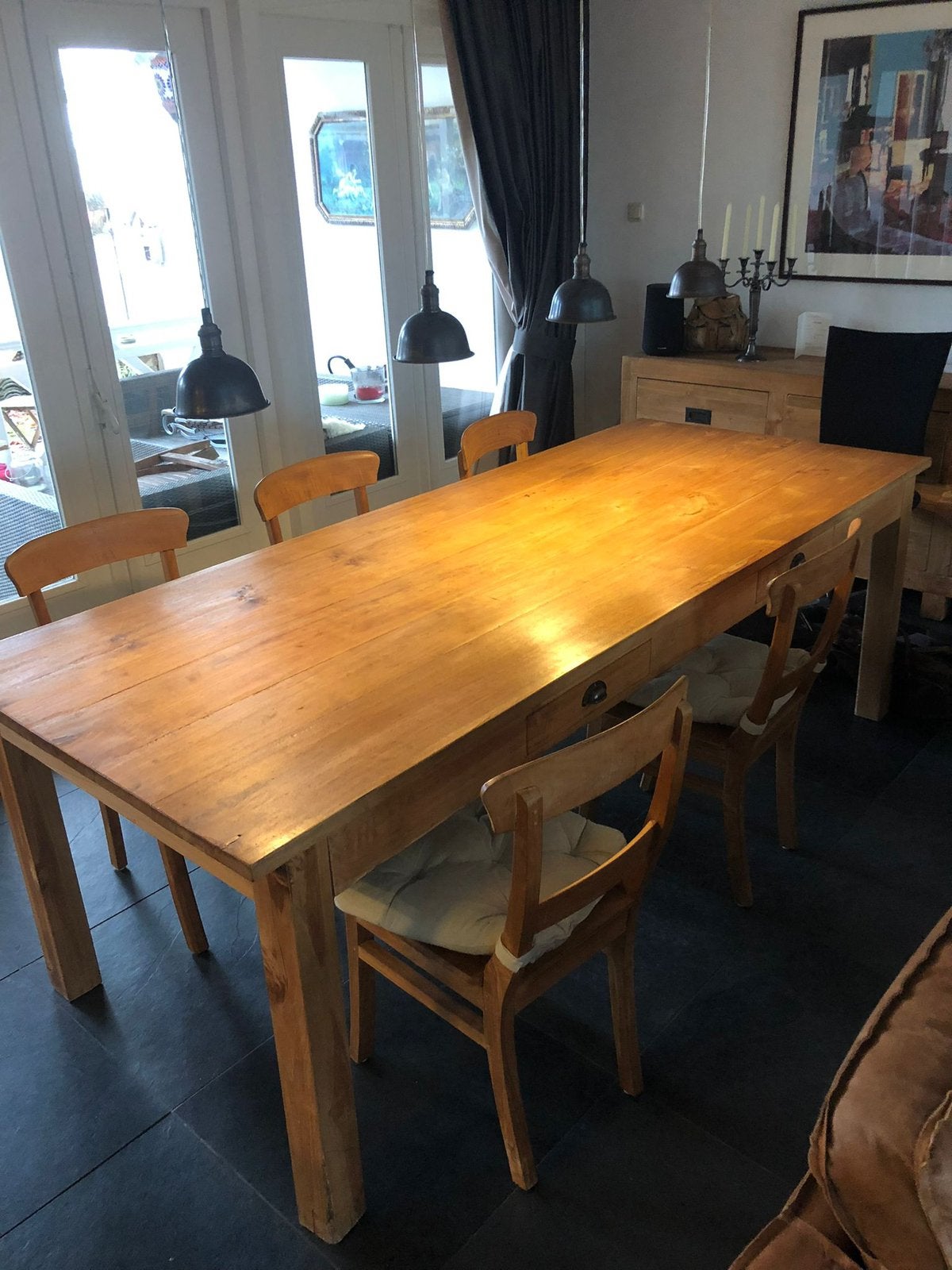 Prachtige eethoek teakhout incl. 4 stoelen, Antiek en Kunst, Antiek | Meubels | Tafels, Ophalen