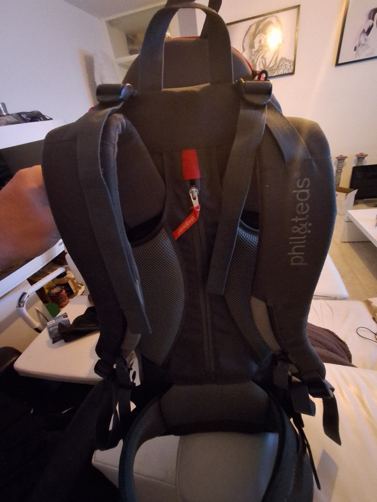Phil & Teds Metro Draagzak Rood/Grijs backpack kids carrier, Overige merken, Buik of Rug, Ophalen of Verzenden, Zo goed als nieuw
