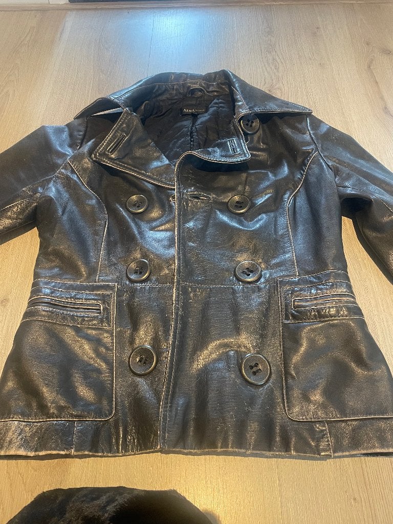 Zwart leren vintage Arma jas, Ophalen of Verzenden, Gedragen, Maat 36 (S), Zwart