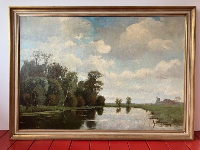 Constant Artz, Hollands poldergezicht, Antiek en Kunst, Nederlandse school, Doek, Ophalen of Verzenden, Landschap