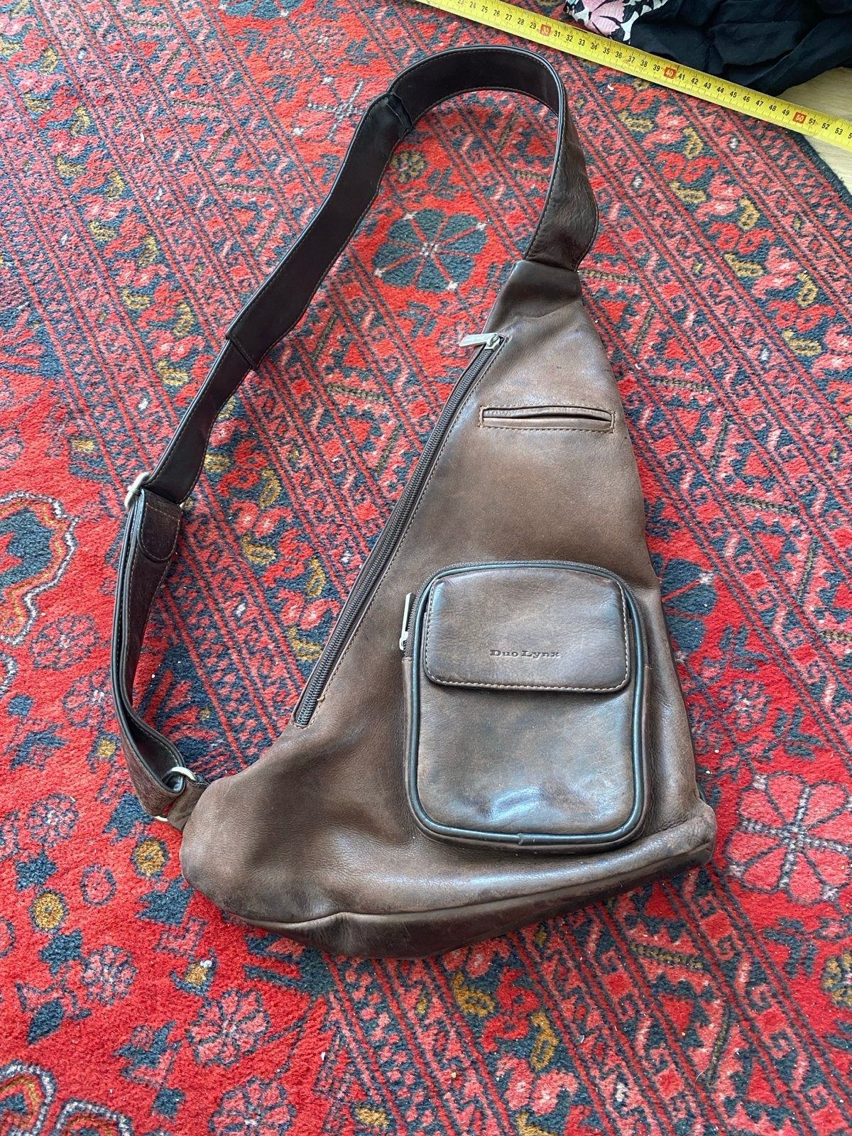 Duo Lynx Leren Sling Bag - Bruin, Overige merken, Gebruikt, Bruin, Ophalen of Verzenden