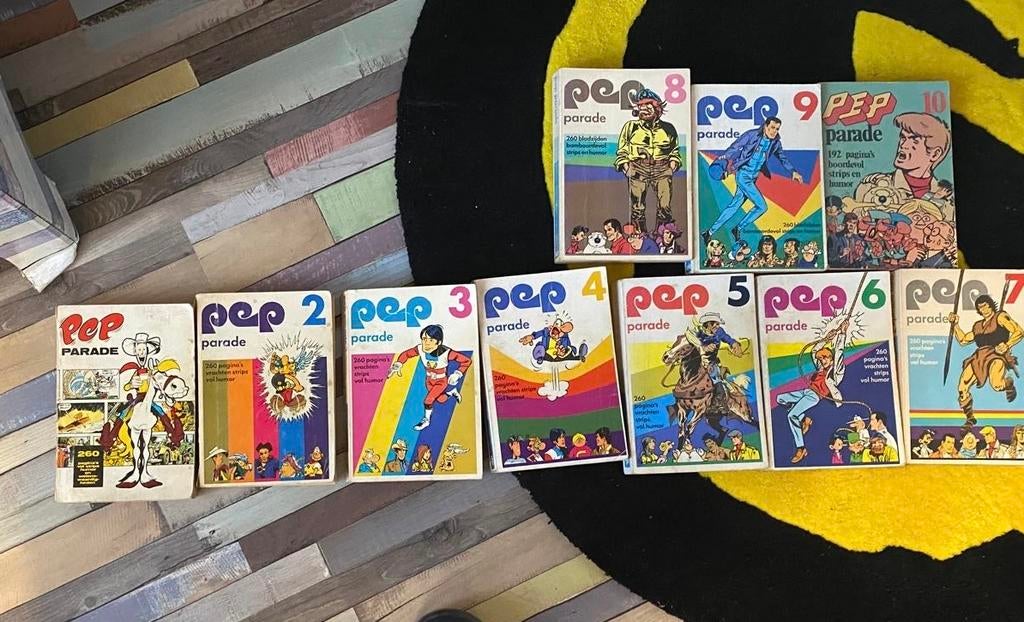 Pep Parade Complete Serie 1-10 - Vintage Stripboeken, Boeken, Complete serie of reeks, Ophalen of Verzenden, Gelezen
