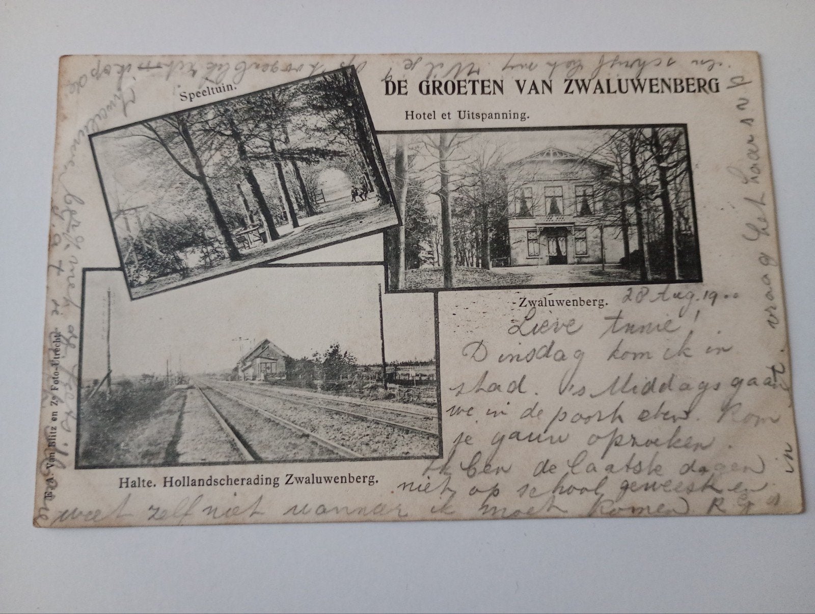 Lithokaart Hilversum Zwaluwenberg bij Hollandse Rading 1900, Ophalen of Verzenden, Voor 1920, Gelopen, Noord-Holland