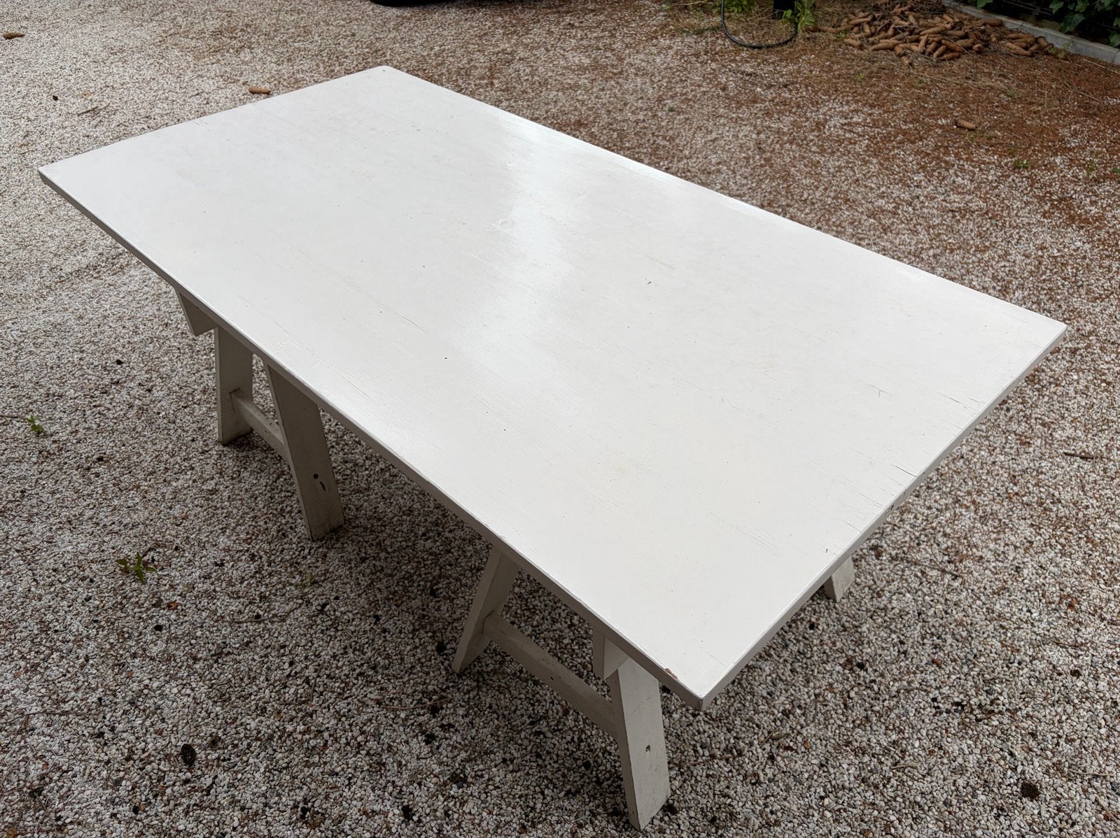 Witte tekentafel - bureau met schragen, Ophalen, Overige typen, Gebruikt, Hout