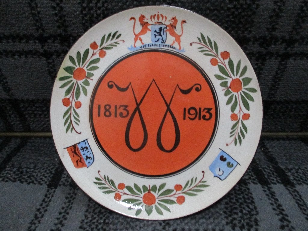 Amphora bord 1813 1913 Bloemendaal Wilhelmina Koningshuis, Antiek en Kunst, Ophalen of Verzenden