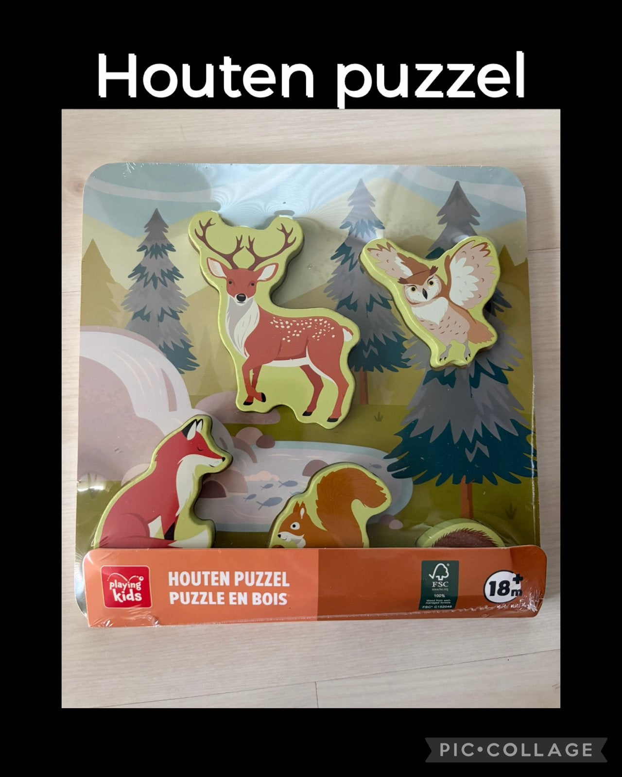 Houten puzzel met bosdieren voor kinderen (18m+), Ophalen of Verzenden, Nieuw, Overige typen