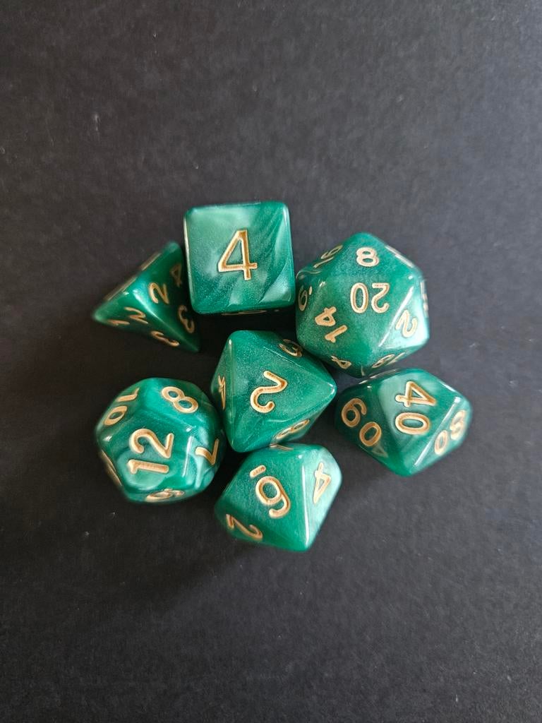 D&D Dobbelstenen Set - Groen d100, d20, d12, d10, d8, d6, d4, Hobby en Vrije tijd, Overige Hobby en Vrije tijd, Nieuw, Ophalen of Verzenden