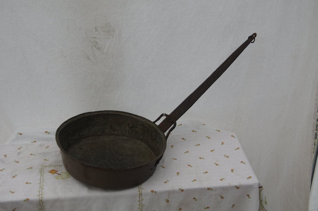 Koperen pan met lange steel ( Antiek, Antiek en Kunst, Antiek | Keukenbenodigdheden, Ophalen of Verzenden