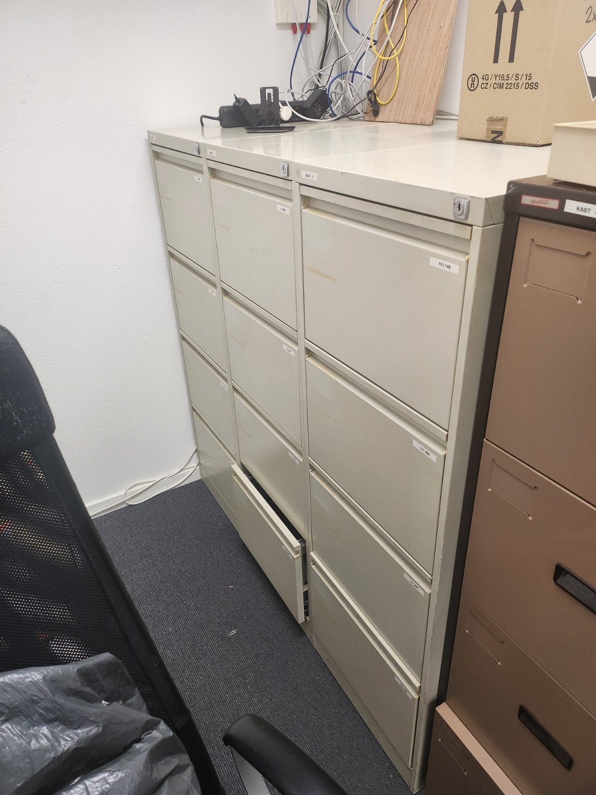 Metalen archiefkasten met 4 lades, Ophalen, Gebruikt, Minder dan 100 cm, Metaal