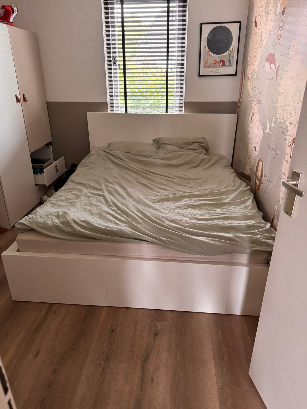IKEA malm bed 160x200, Ophalen, Wit, Tweepersoons, Zo goed als nieuw
