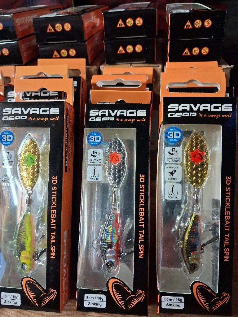 3D Sticklebait Tail Spin (Savage Gear kunstaas) 8cm/18g, Watersport en Boten, Tinstraat, Savage Gear, Overige typen, Nieuw