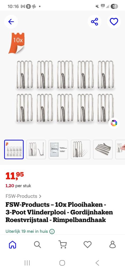 Plooihaken 50 stuks, Ophalen of Verzenden