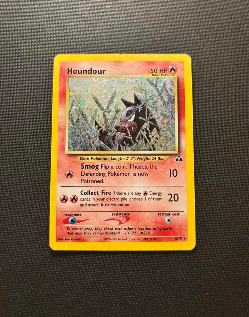 Pokémon Kaart Houndour 5/75 Neo Discovery Foil, Ophalen of Verzenden, Gebruikt, Losse kaart, Foil