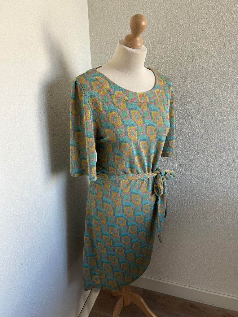 King Louie maat XL retro glitter pastel jurk 2267, Kleding | Dames, Meerkleurig, Maat 46/48 (XL) of groter, Ophalen of Verzenden