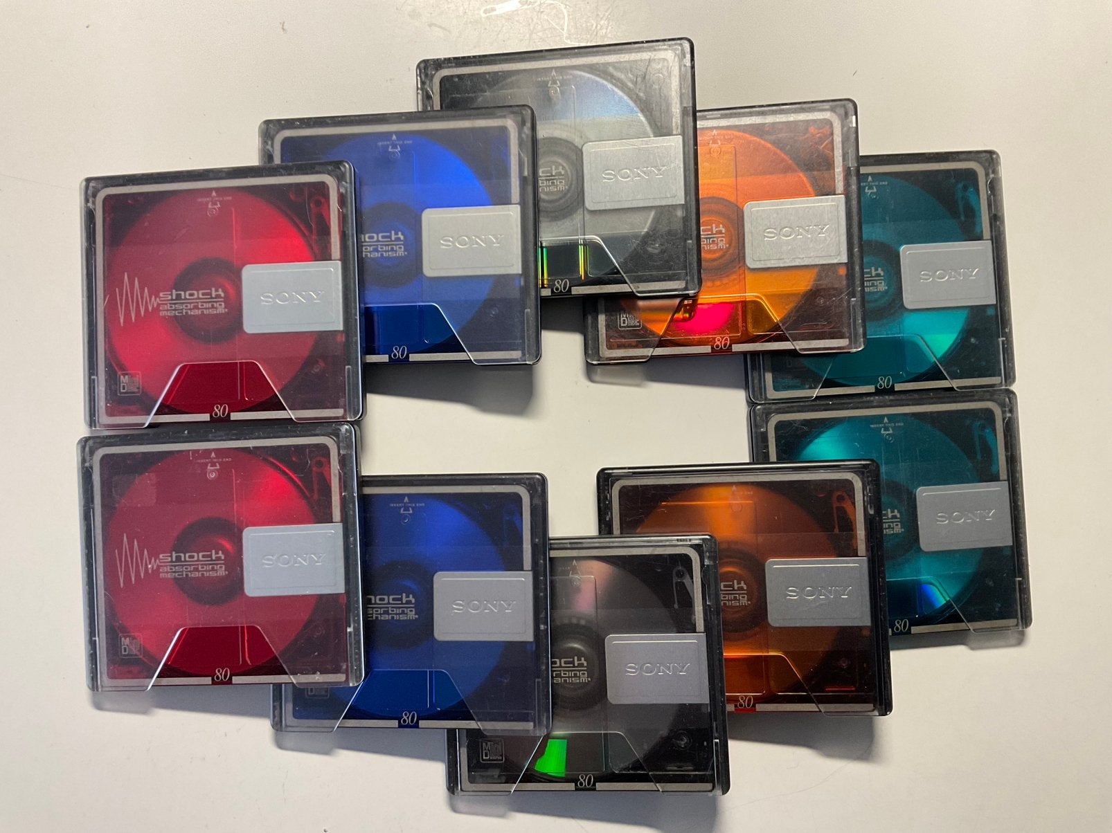 Minidisc’s. SONY COLOR COLECTION  10x als nieuw. 80 minuten, Ophalen of Verzenden