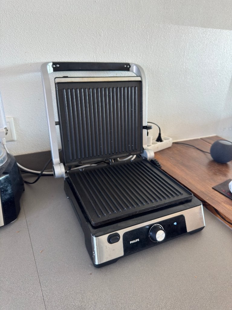 Philips HD6301 contactgrill / panini grill 2200W, Witgoed en Apparatuur, Contactgrills, Ophalen, Uitneembare platen, Gebruikt