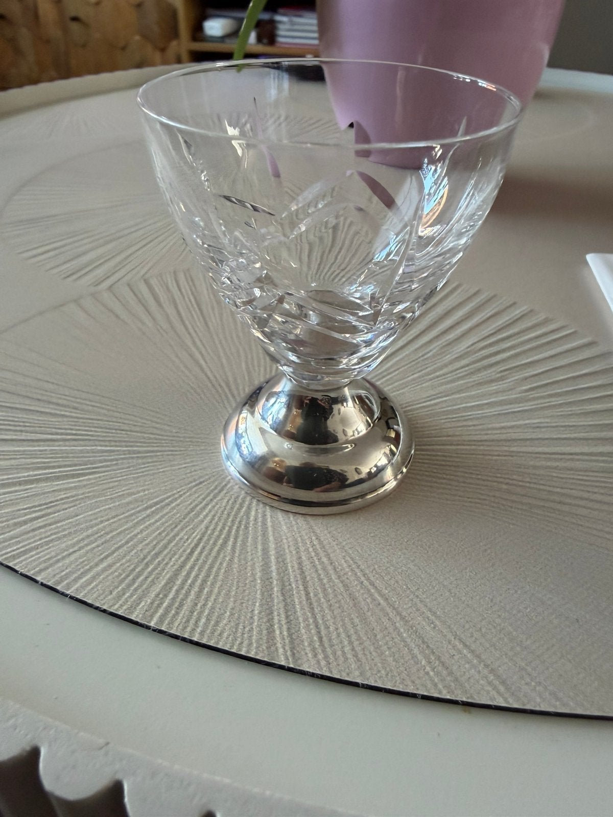 Zilveren/Kristallen Likeur glas gekeurd 835 zwaard, Ophalen of Verzenden