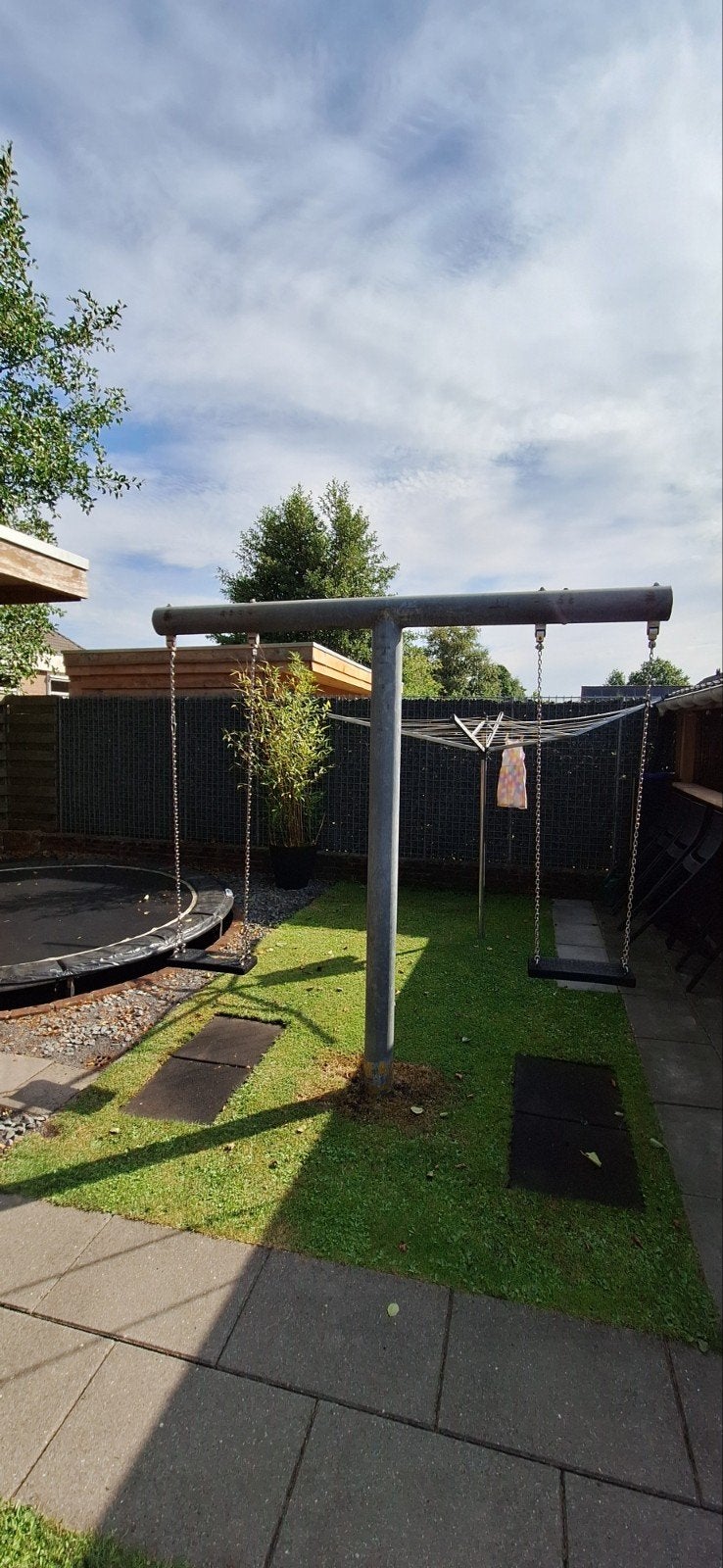 Stalen T-schommel, rond 14cm, 235x230cm, Ophalen, Gebruikt, Schommel