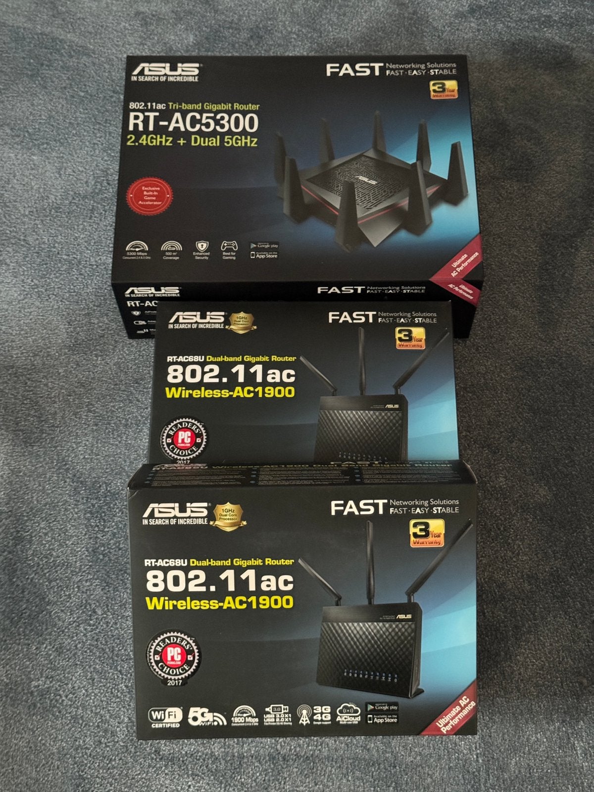 Asus routers GT-AC5300 en 2x RT-AC68u, Ophalen of Verzenden, Zo goed als nieuw, Router, ASUS