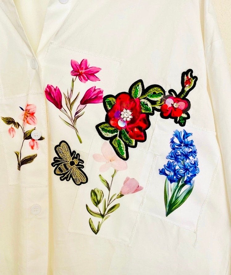 Nieuwe prachtige blouse met bloemen en vogel XL, Verzenden, Nieuw, Maat 46/48 (XL) of groter, Wit