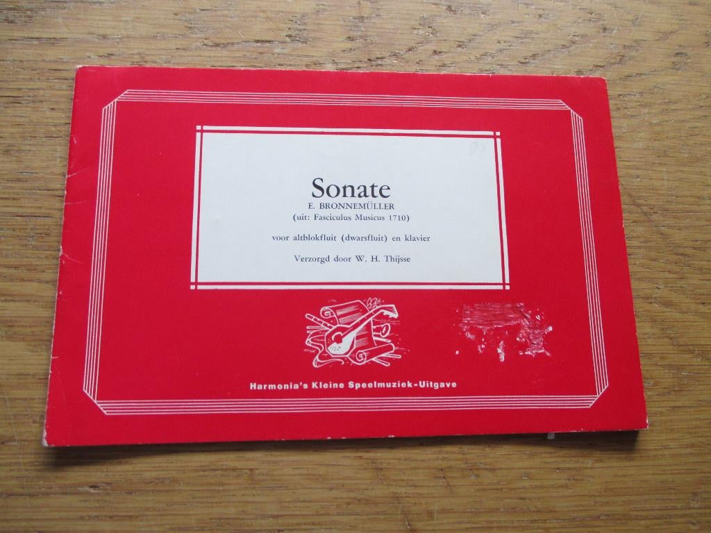 SONATE-E. BRONNEMÜLLER- VOOR ALT BLOKFLUIT EN PIANO, Gebruikt, Blokfluit, Klassiek, Ophalen of Verzenden