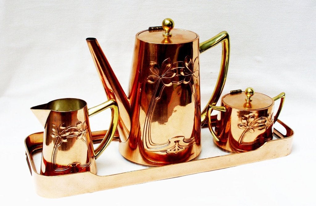 Koffieset Art Nouveau - Carl Deffner., Antiek en Kunst, Ophalen of Verzenden