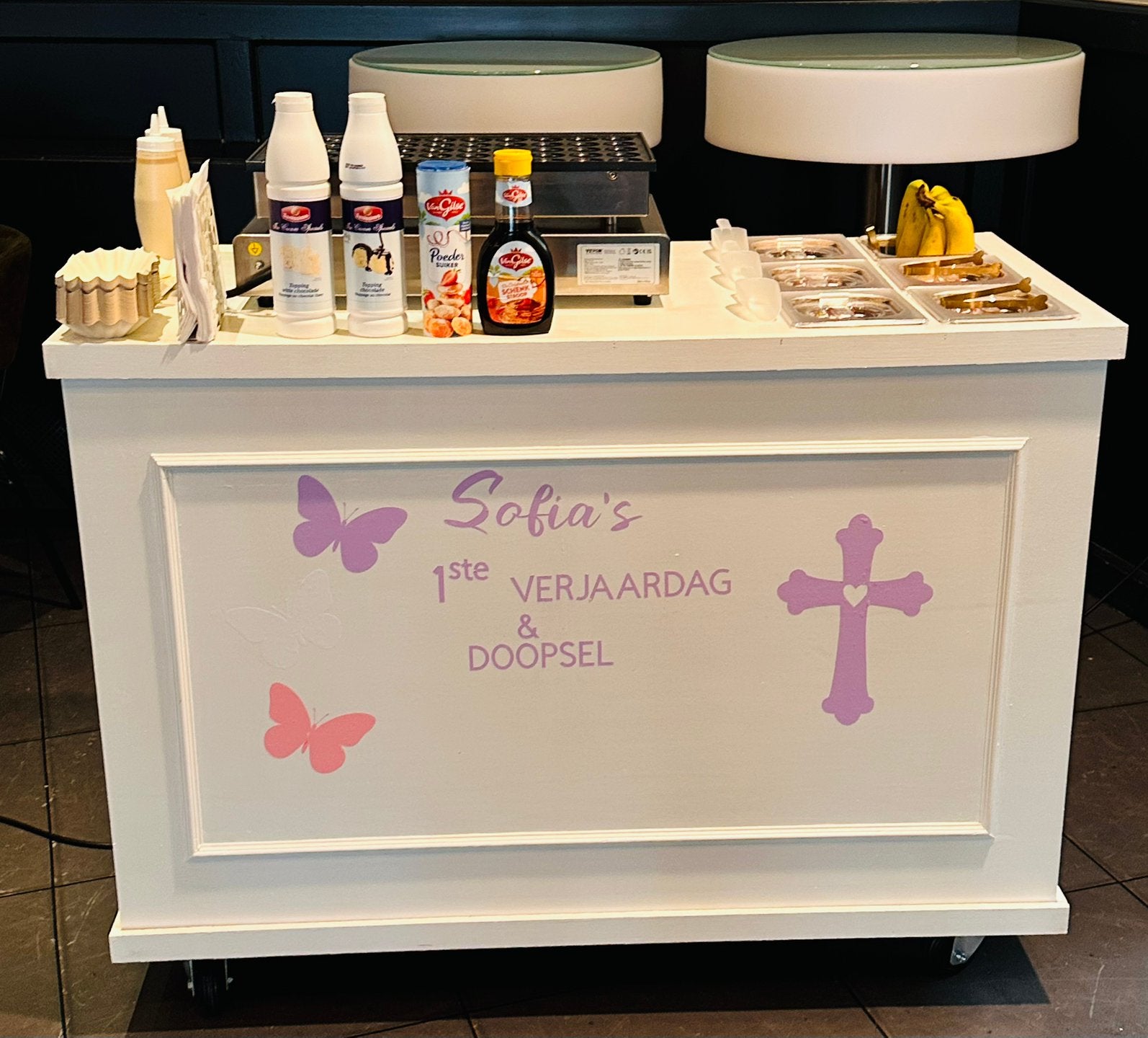Te huur poffertjes bar, Ophalen