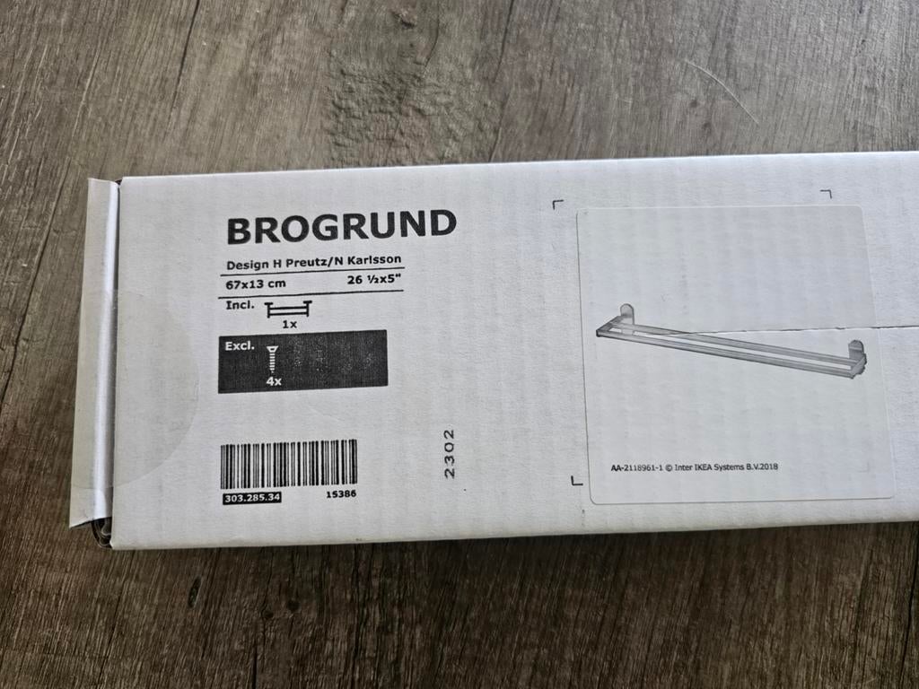 IKEA BROGRUND Handdoekenrek 67x13 cm, Ophalen of Verzenden, Nieuw, Handdoekenrek