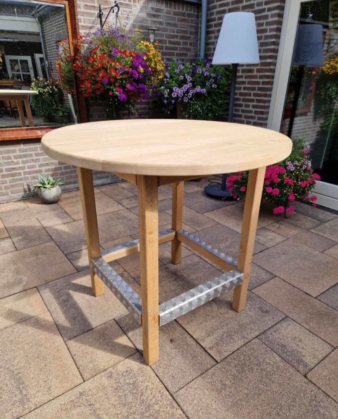 Stoere massief eiken bartafel voor mancave - Ø120cm, Ophalen