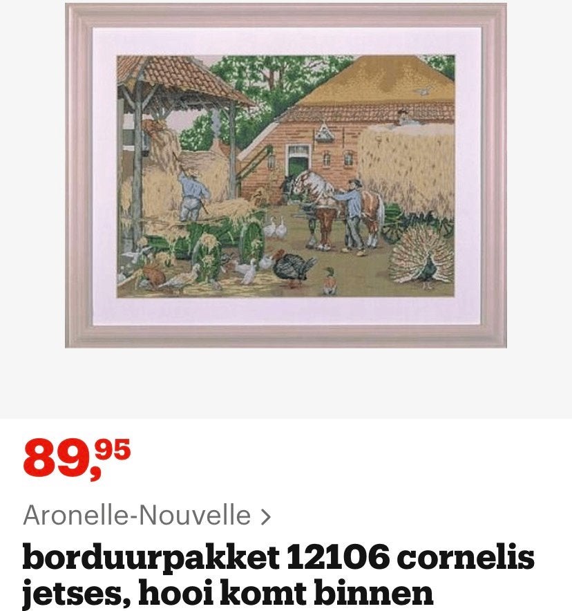 BORDUURPAKKET HET HOOI KOMT BINNEN, Ophalen of Verzenden, Nieuw, Handborduren, Borduurpakket